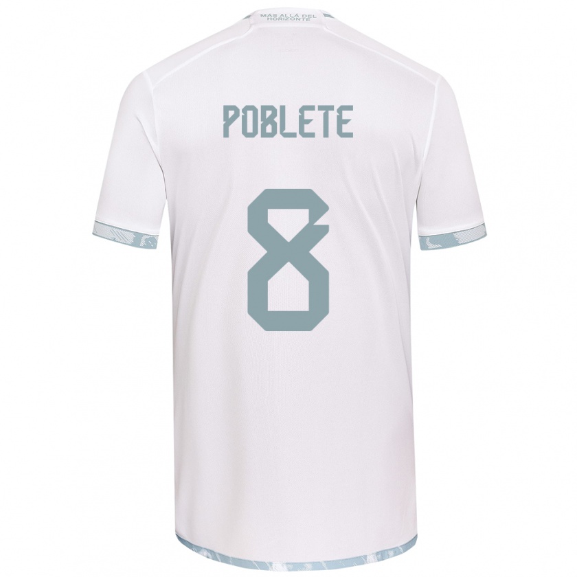 Kandiny Bambino Maglia Israel Poblete #8 Bianco Grigio Kit Gara Away 2024/25 Maglietta