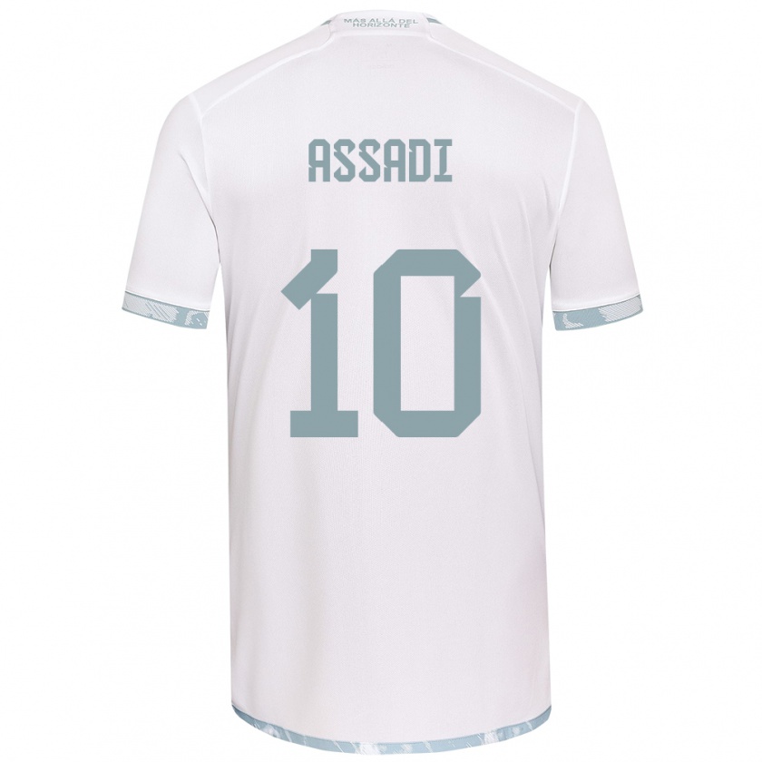 Kandiny Bambino Maglia Lucas Assadi #10 Bianco Grigio Kit Gara Away 2024/25 Maglietta