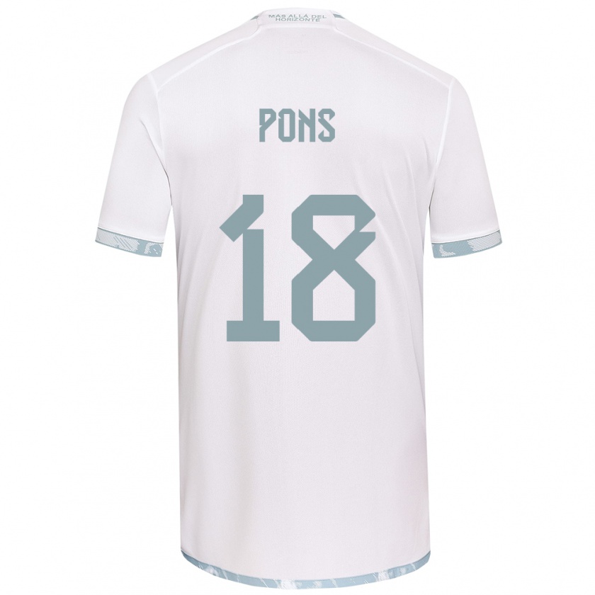 Kandiny Kinderen Luciano Pons #18 Wit Grijs Uitshirt Uittenue 2024/25 T-Shirt België