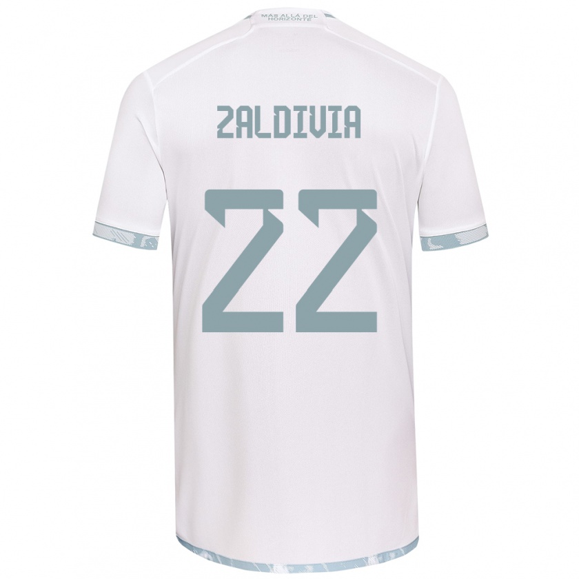 Kandiny Bambino Maglia Matías Zaldivia #22 Bianco Grigio Kit Gara Away 2024/25 Maglietta