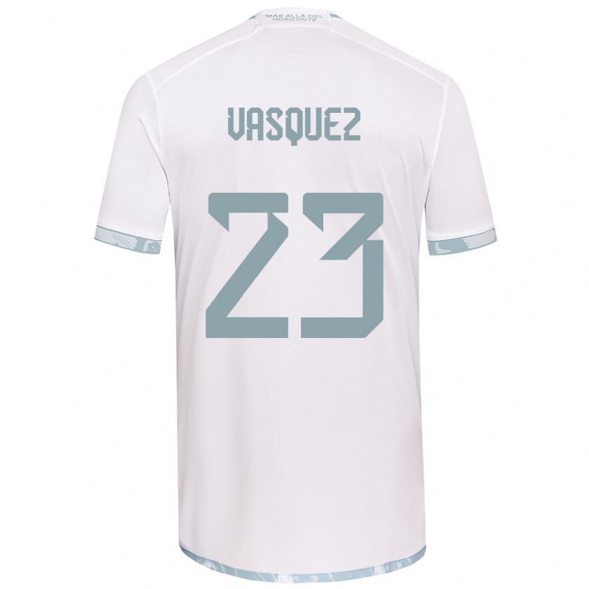 Kandiny Bambino Maglia Ignacio Vásquez #23 Bianco Grigio Kit Gara Away 2024/25 Maglietta