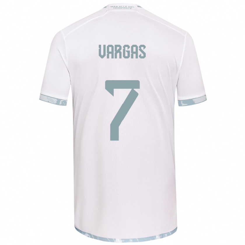 Kandiny Niño Camiseta Jeisson Vargas #7 Gris Blanco 2ª Equipación 2024/25 La Camisa