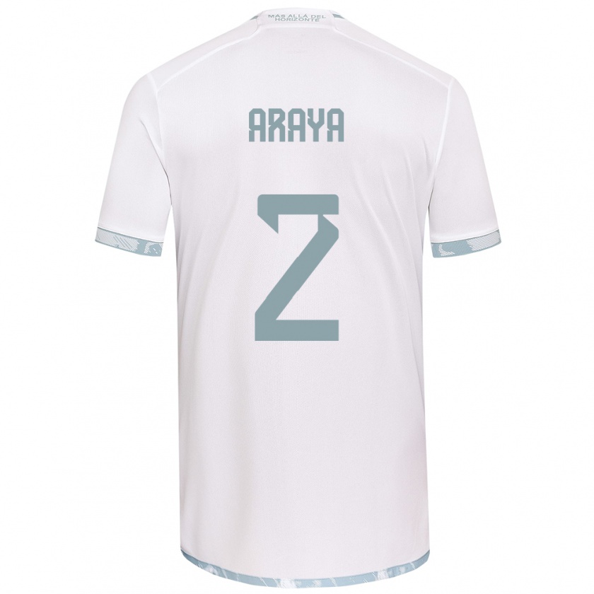 Kandiny Bambino Maglia Fernanda Araya #2 Bianco Grigio Kit Gara Away 2024/25 Maglietta