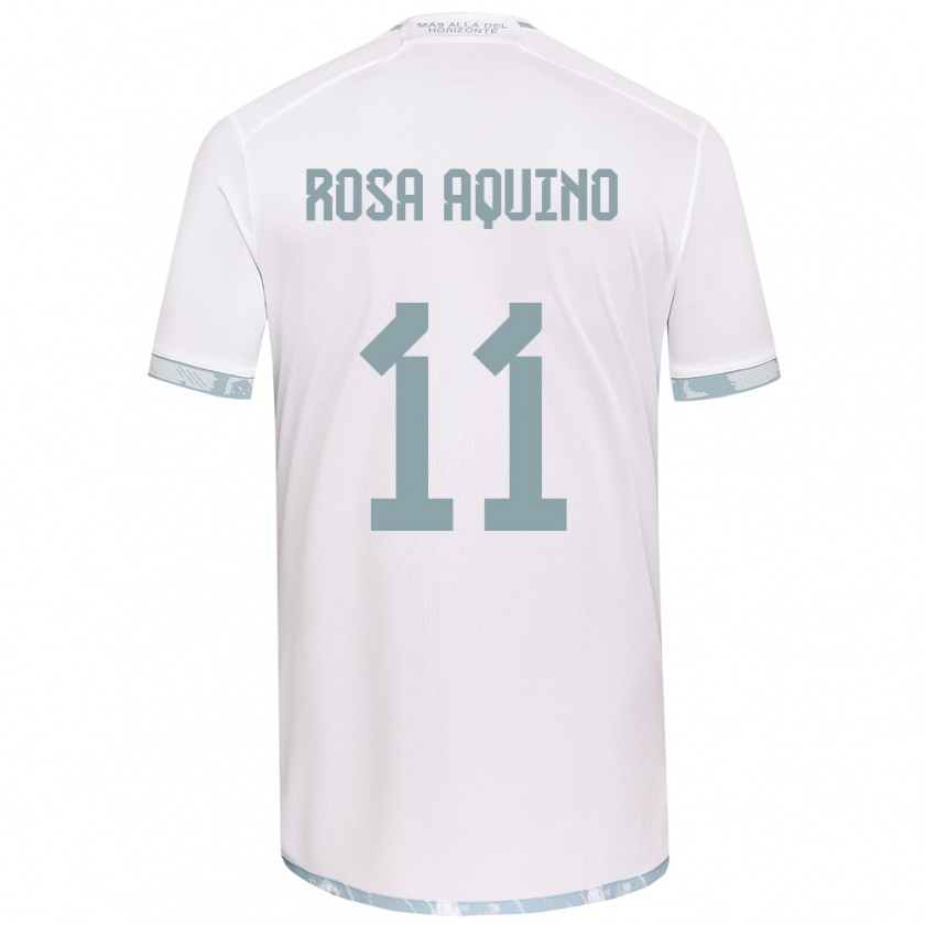 Kandiny Bambino Maglia Rosa Aquino #11 Bianco Grigio Kit Gara Away 2024/25 Maglietta