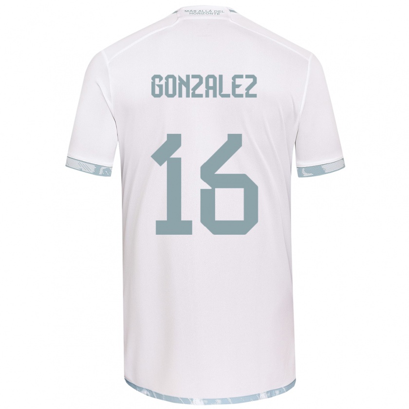 Kandiny Kinderen Monserratt González #16 Wit Grijs Uitshirt Uittenue 2024/25 T-Shirt België