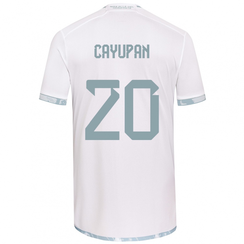 Kandiny Bambino Maglia Natalia Cayupán #20 Bianco Grigio Kit Gara Away 2024/25 Maglietta