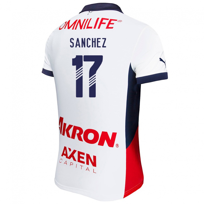 Kandiny Bambino Maglia Jesús Sánchez #17 Bianco Rosso Blu Kit Gara Away 2024/25 Maglietta