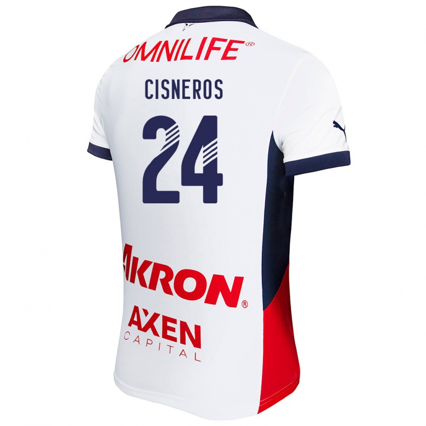 Kandiny Bambino Maglia Carlos Cisneros #24 Bianco Rosso Blu Kit Gara Away 2024/25 Maglietta