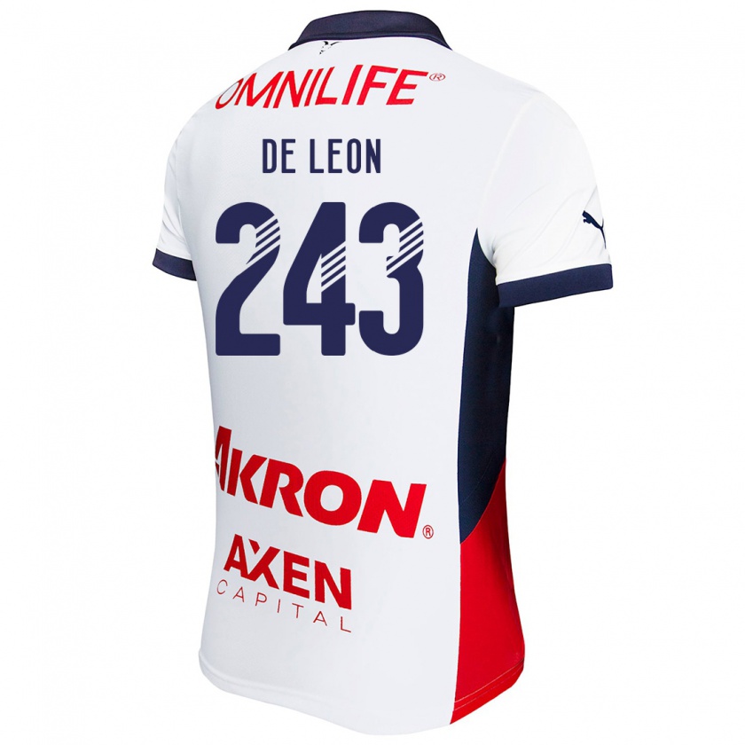 Kandiny Bambino Maglia Jared De León #243 Bianco Rosso Blu Kit Gara Away 2024/25 Maglietta