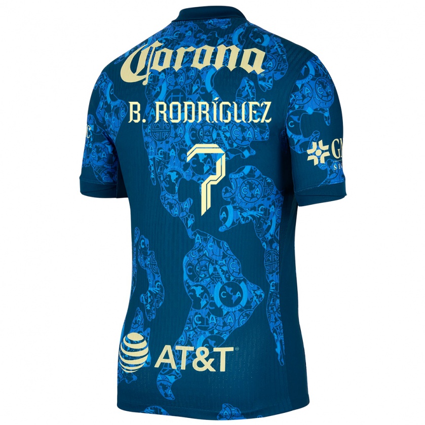 Kandiny Kinder Brian Rodríguez #7 Blau Gelb Auswärtstrikot Trikot 2024/25 T-Shirt Österreich