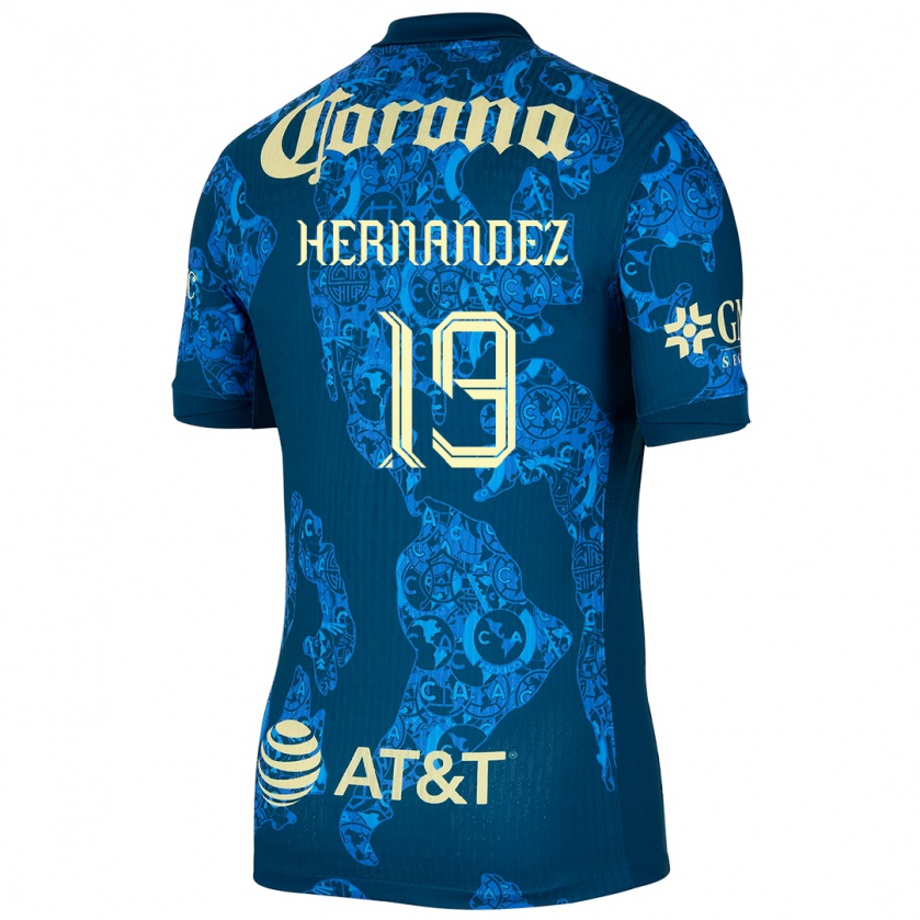 Kandiny Kinderen Illian Hernández #19 Blauw Geel Uitshirt Uittenue 2024/25 T-Shirt België