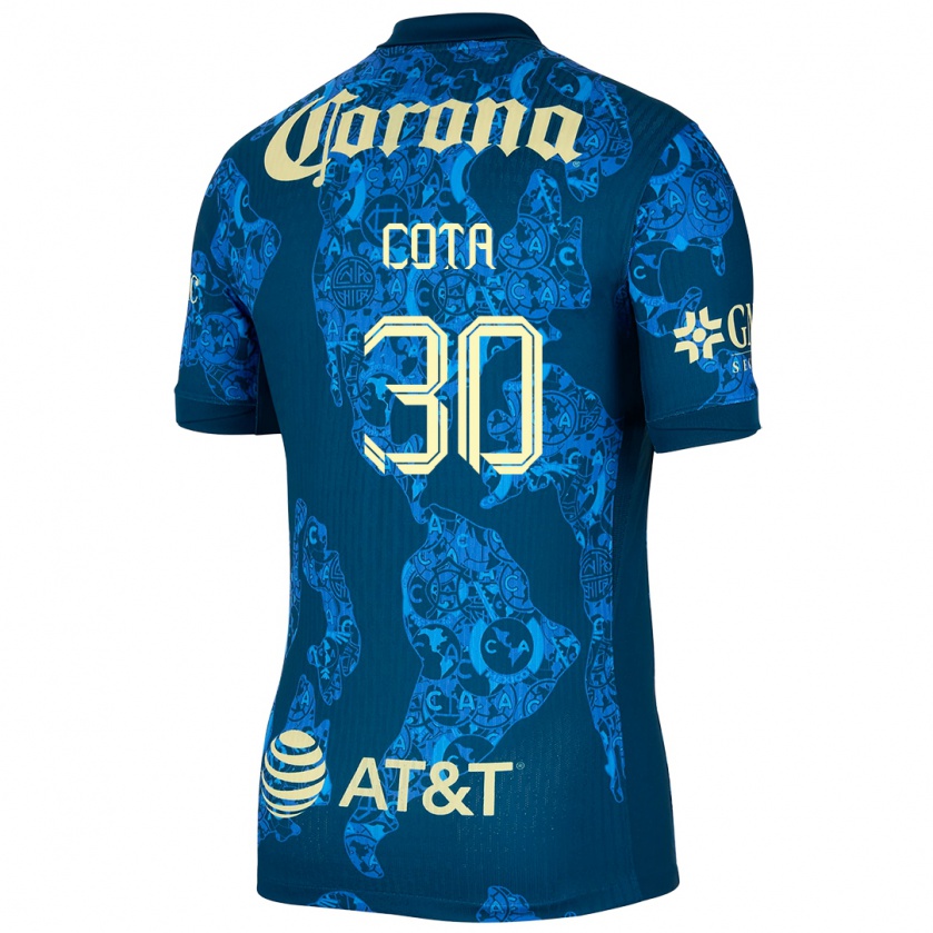 Kandiny Bambino Maglia Rodolfo Cota #30 Blu Giallo Kit Gara Away 2024/25 Maglietta