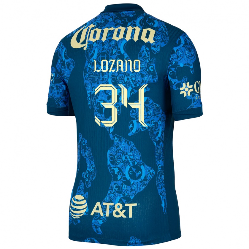 Kandiny Kinderen Esteban Lozano #34 Blauw Geel Uitshirt Uittenue 2024/25 T-Shirt