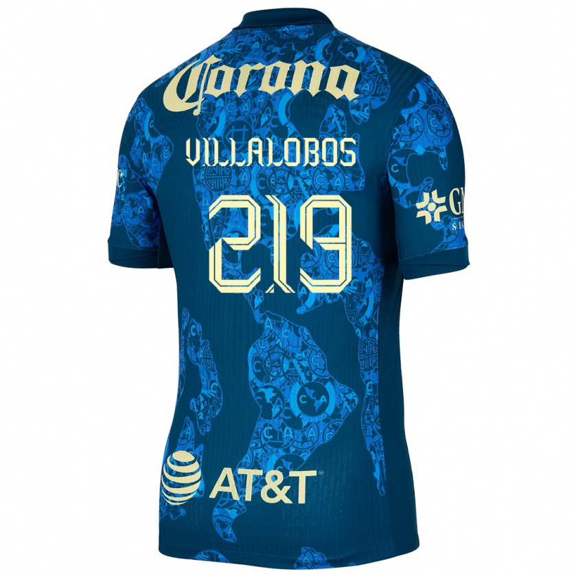 Kandiny Kinderen Patricio Villalobos #219 Blauw Geel Uitshirt Uittenue 2024/25 T-Shirt België