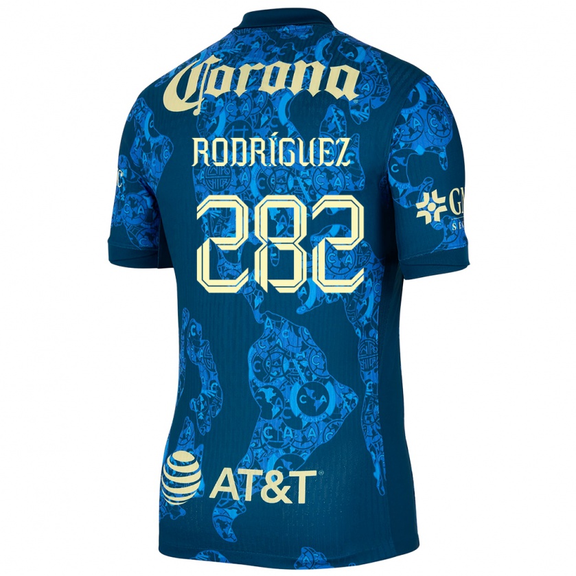 Kandiny Niño Camiseta Francisco Rodríguez #282 Azul Amarillo 2ª Equipación 2024/25 La Camisa México