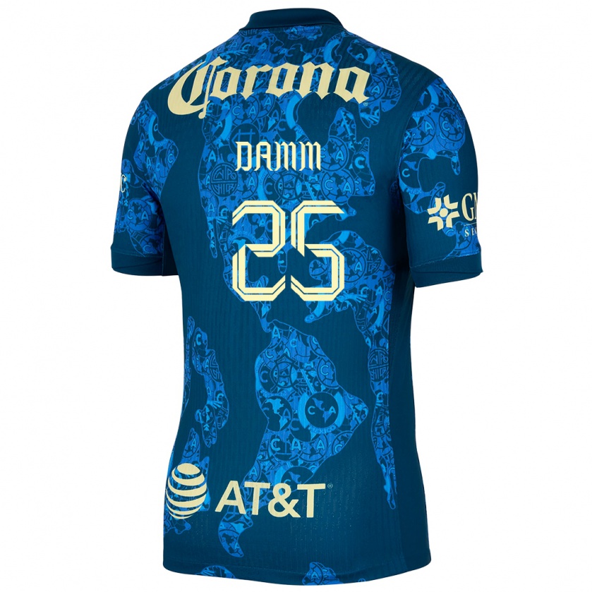 Kandiny Niño Camiseta Jurgen Damm #25 Azul Amarillo 2ª Equipación 2024/25 La Camisa México