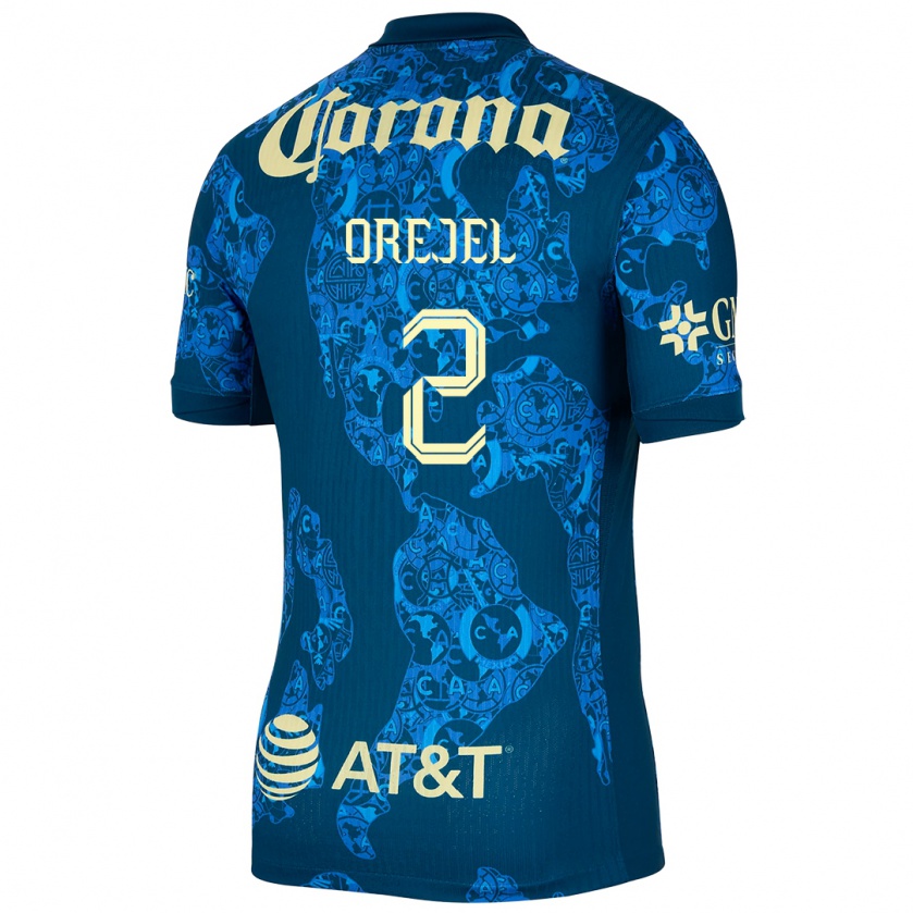 Kandiny Bambino Maglia Jocelyn Orejel #2 Blu Giallo Kit Gara Away 2024/25 Maglietta