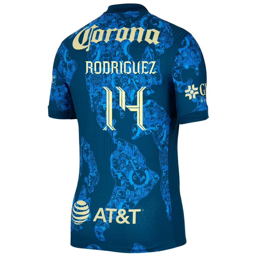 Kandiny Bambino Maglia Monica Rodriguez #14 Blu Giallo Kit Gara Away 2024/25 Maglietta