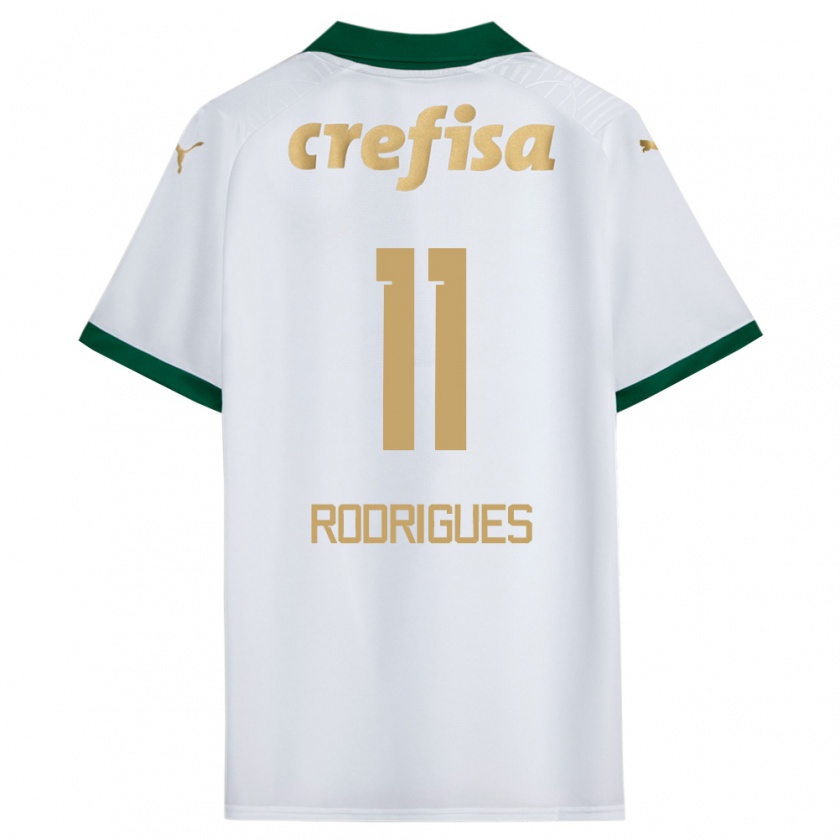 Kandiny Kinderen Bruno Rodrigues #11 Wit Groen Uitshirt Uittenue 2024/25 T-Shirt