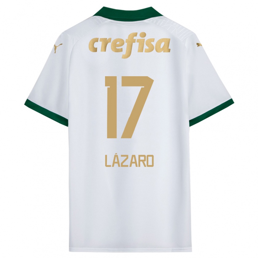 Kandiny Kinderen Lázaro #17 Wit Groen Uitshirt Uittenue 2024/25 T-Shirt