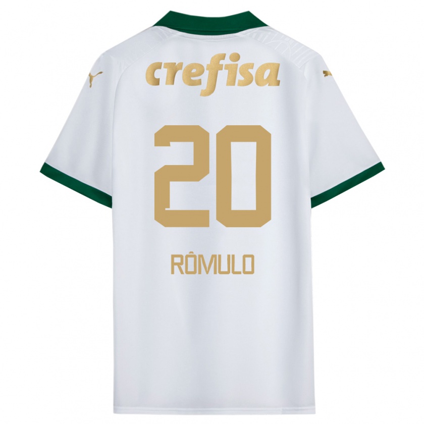 Kandiny Bambino Maglia Rômulo #20 Bianco Verde Kit Gara Away 2024/25 Maglietta