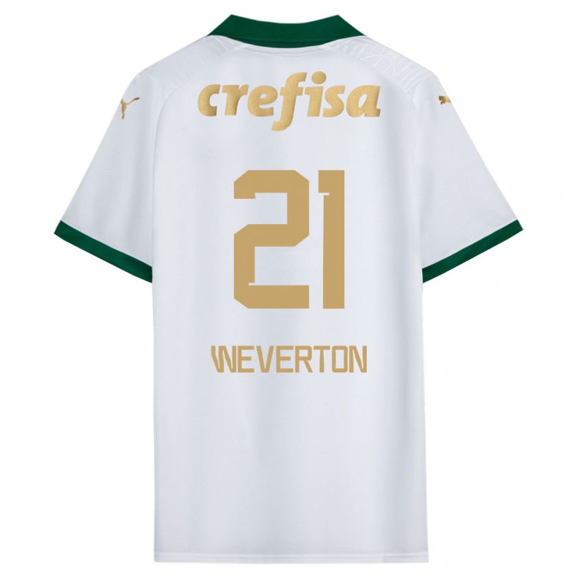 Kandiny Niño Camiseta Weverton #21 Blanco Verde 2ª Equipación 2024/25 La Camisa México