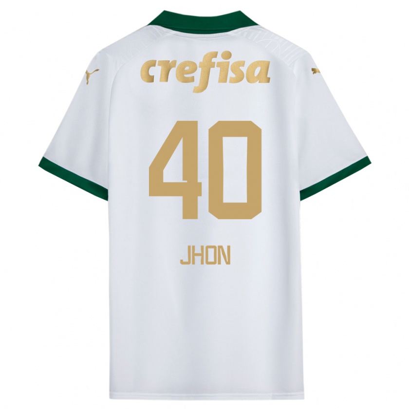 Kandiny Bambino Maglia Jhon Jhon #40 Bianco Verde Kit Gara Away 2024/25 Maglietta