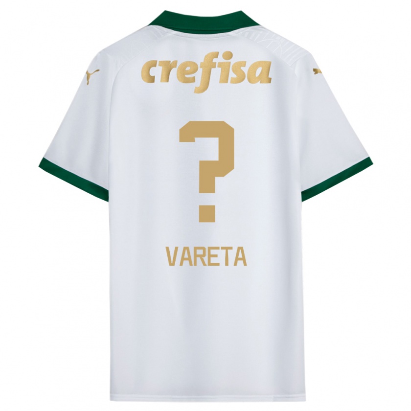 Kandiny Bambino Maglia Gabriel Vareta #0 Bianco Verde Kit Gara Away 2024/25 Maglietta