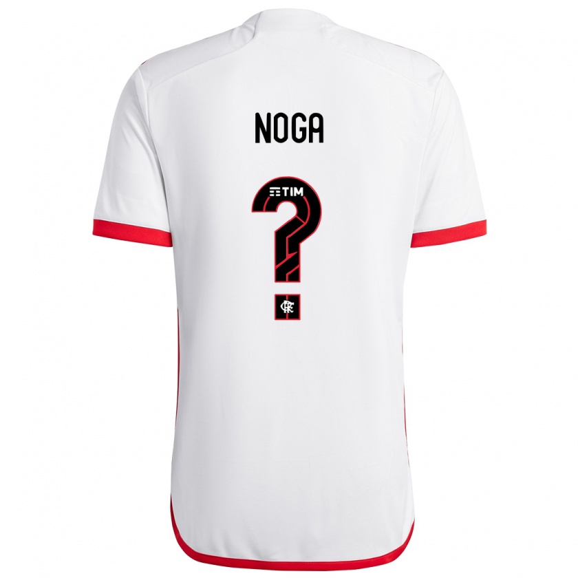 Kandiny Bambino Maglia Gabriel Noga #0 Bianco Rosso Kit Gara Away 2024/25 Maglietta