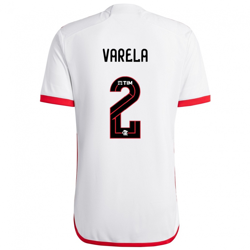 Kandiny Bambino Maglia Guillermo Varela #2 Bianco Rosso Kit Gara Away 2024/25 Maglietta