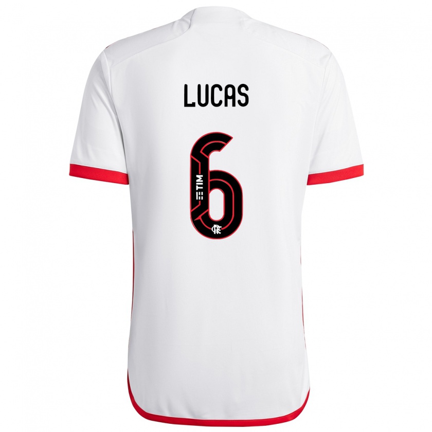 Kandiny Bambino Maglia Ayrton Lucas #6 Bianco Rosso Kit Gara Away 2024/25 Maglietta