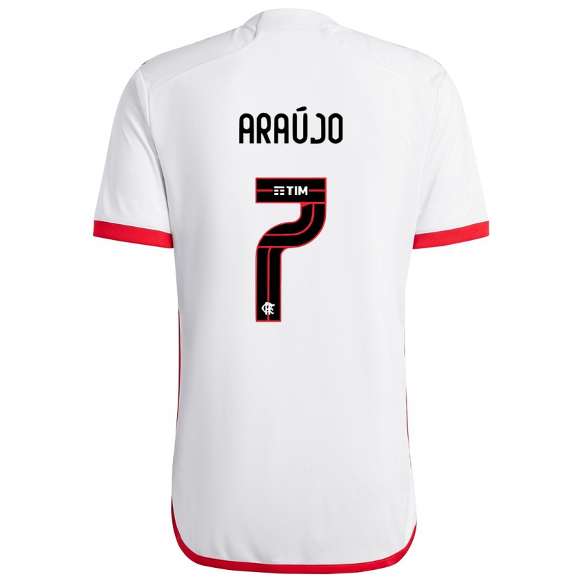 Kandiny Bambino Maglia Luiz Araújo #7 Bianco Rosso Kit Gara Away 2024/25 Maglietta