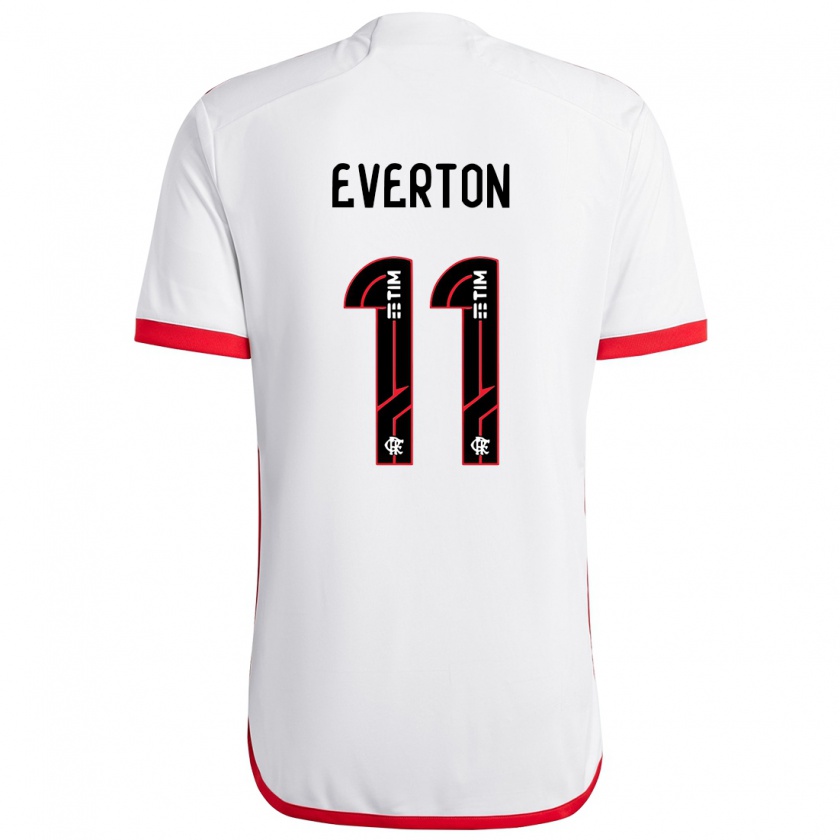 Kandiny Bambino Maglia Everton #11 Bianco Rosso Kit Gara Away 2024/25 Maglietta