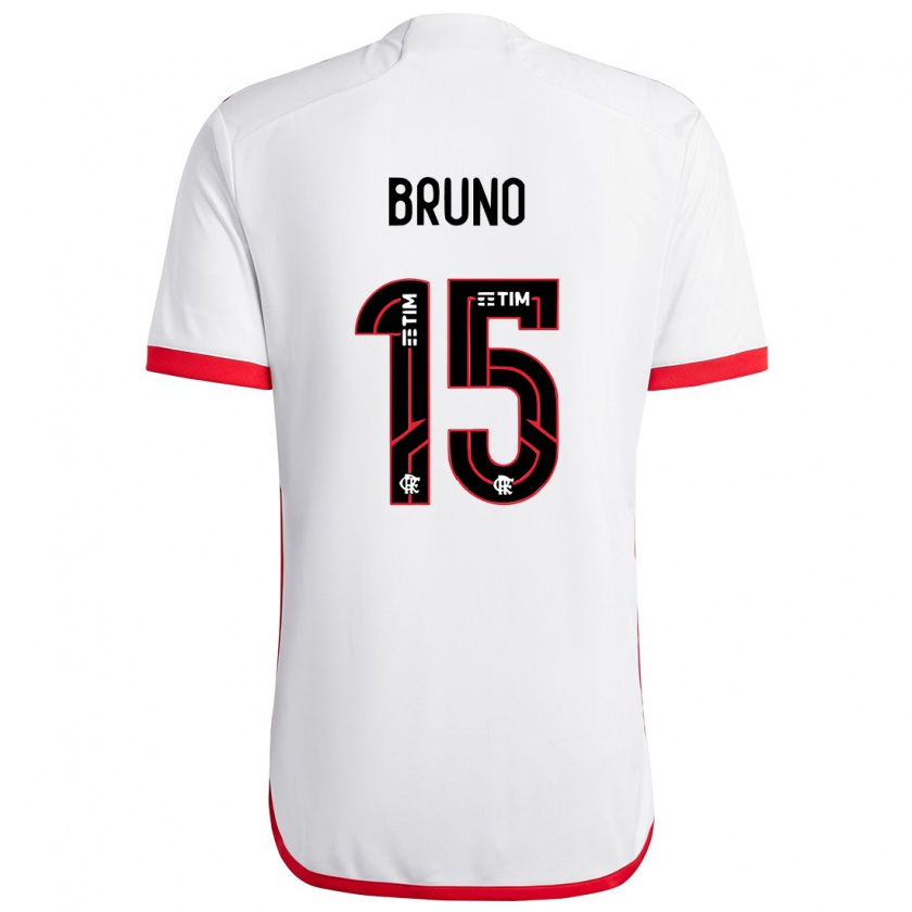 Kandiny Bambino Maglia Fabrício Bruno #15 Bianco Rosso Kit Gara Away 2024/25 Maglietta