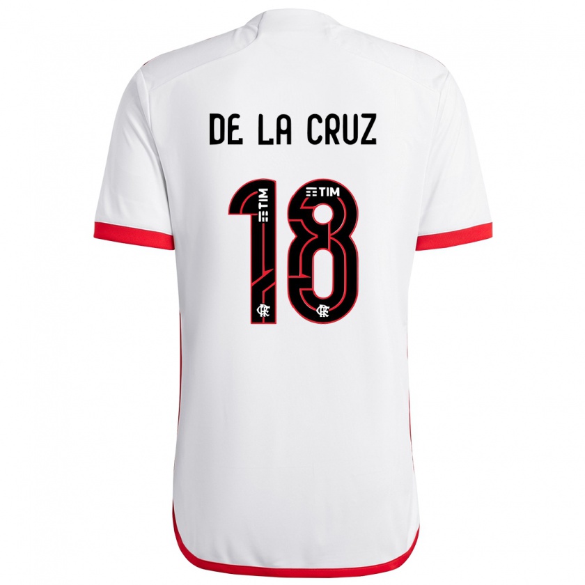 Kandiny Bambino Maglia Nicolás De La Cruz #18 Bianco Rosso Kit Gara Away 2024/25 Maglietta