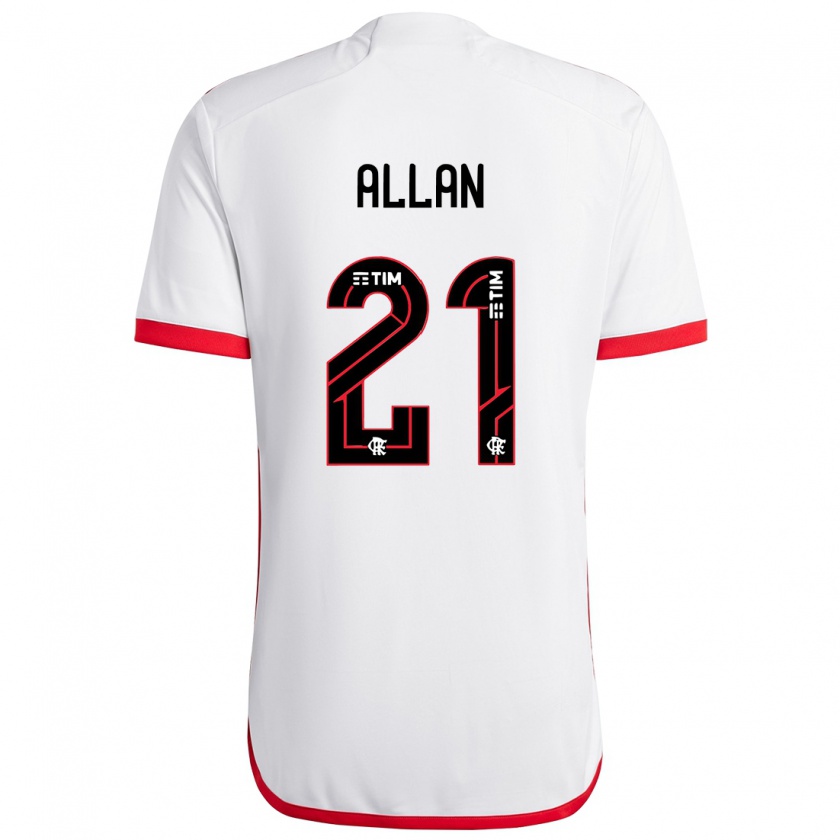 Kandiny Bambino Maglia Allan #21 Bianco Rosso Kit Gara Away 2024/25 Maglietta