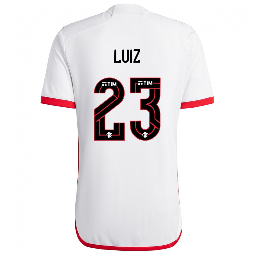 Kandiny Bambino Maglia David Luiz #23 Bianco Rosso Kit Gara Away 2024/25 Maglietta