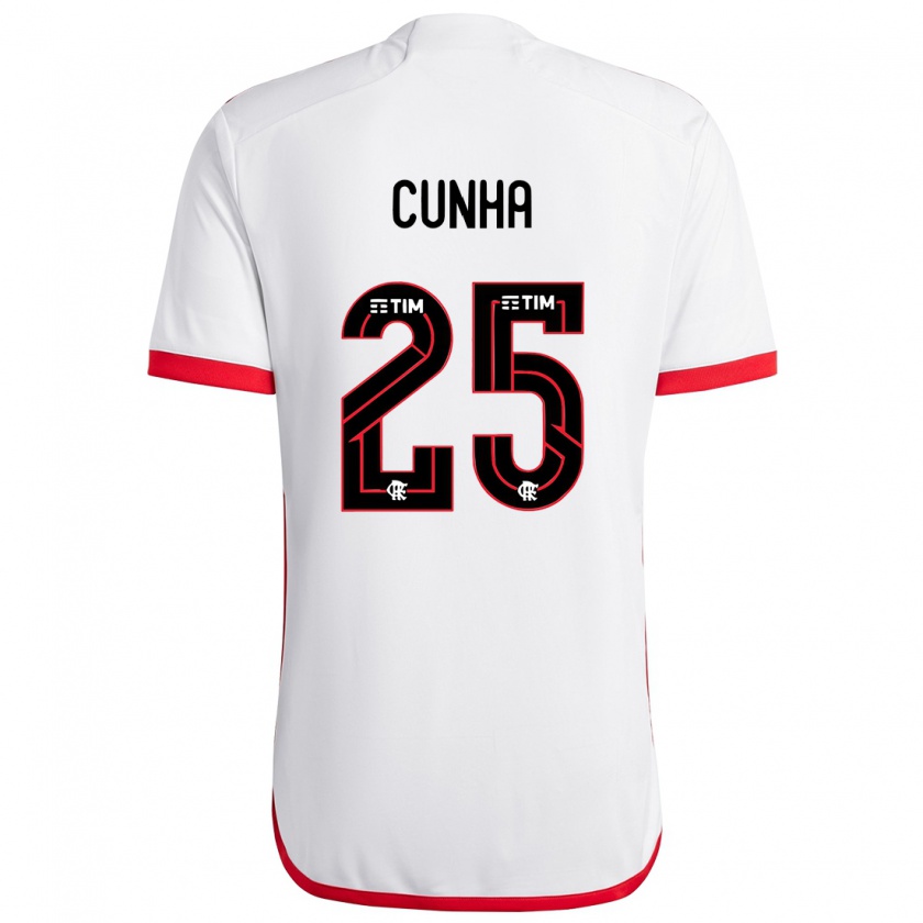 Kandiny Bambino Maglia Matheus Cunha #25 Bianco Rosso Kit Gara Away 2024/25 Maglietta