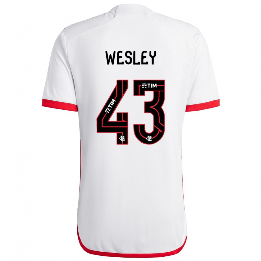 Kandiny Bambino Maglia Wesley #43 Bianco Rosso Kit Gara Away 2024/25 Maglietta