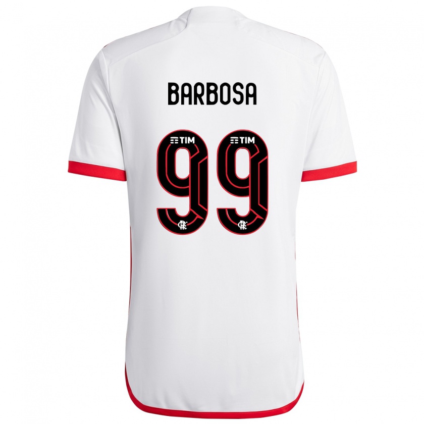 Kandiny Bambino Maglia Gabriel Barbosa #99 Bianco Rosso Kit Gara Away 2024/25 Maglietta