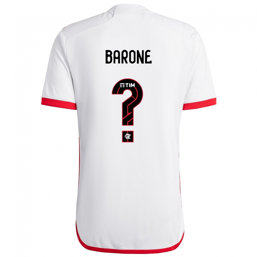 Kandiny Bambino Maglia Caio Barone #0 Bianco Rosso Kit Gara Away 2024/25 Maglietta