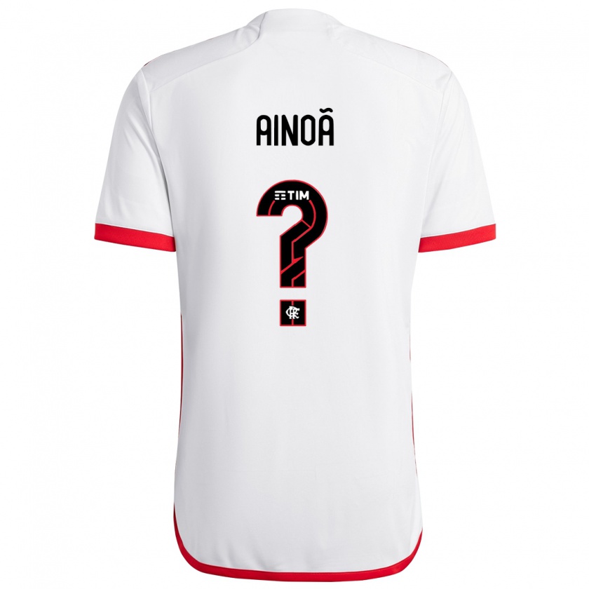 Kandiny Bambino Maglia Ainoã #0 Bianco Rosso Kit Gara Away 2024/25 Maglietta