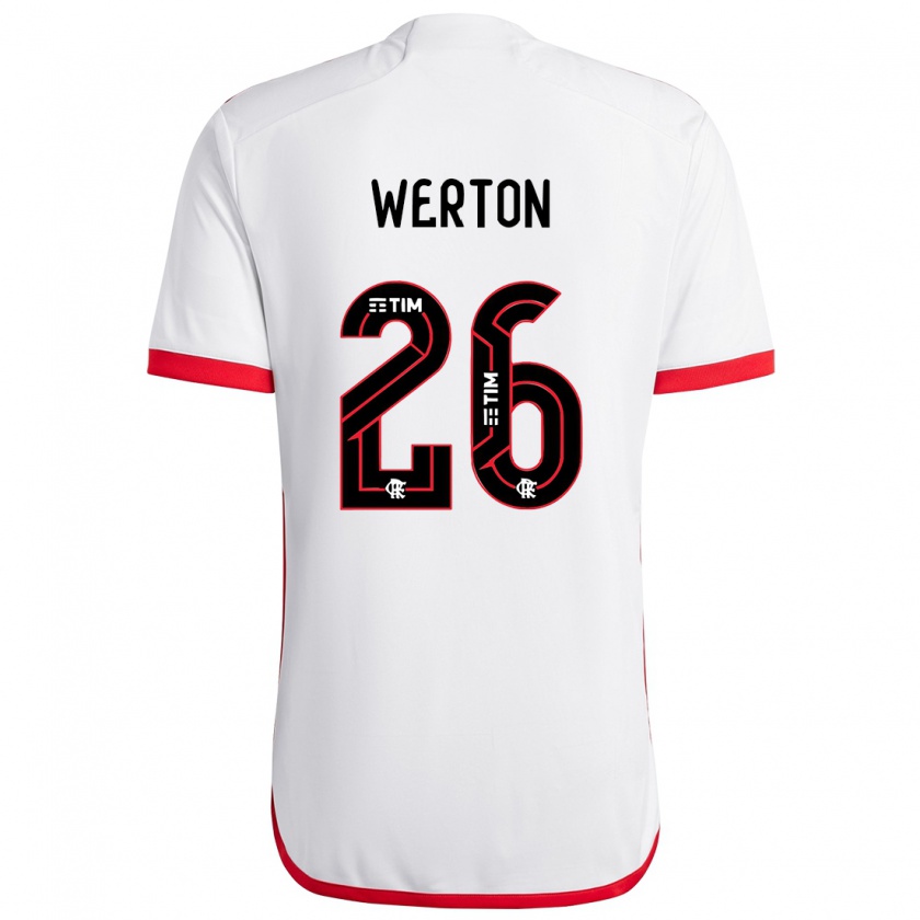 Kandiny Bambino Maglia Werton #26 Bianco Rosso Kit Gara Away 2024/25 Maglietta