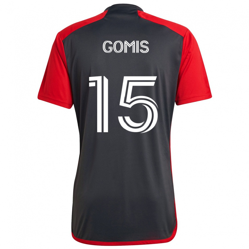 Kandiny Uomo Maglia Nicksoen Gomis #15 Grigio Rosso Kit Gara Home 2024/25 Maglietta