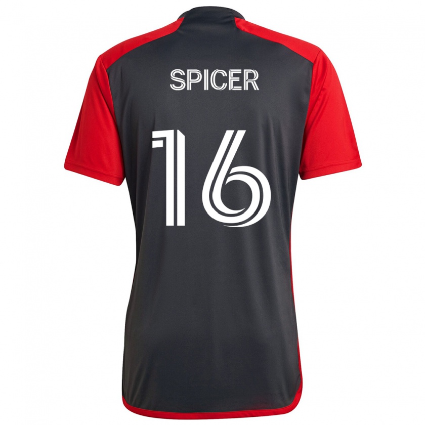 Kandiny Herren Tyrese Spicer #16 Grau Rot Heimtrikot Trikot 2024/25 T-Shirt Österreich