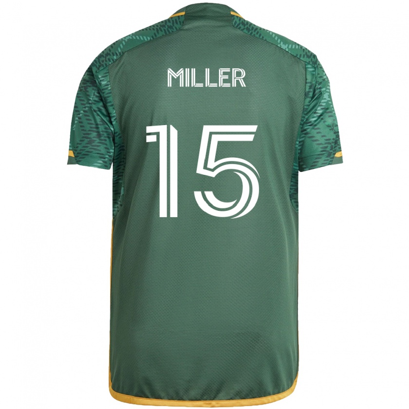 Kandiny Hombre Camiseta Eric Miller #15 Verde Naranja 1ª Equipación 2024/25 La Camisa