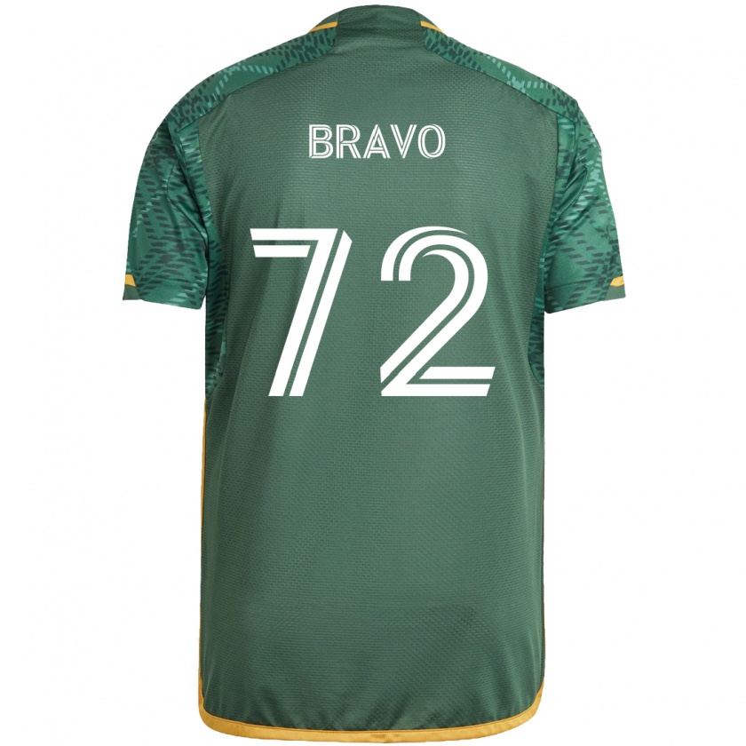 Kandiny Hombre Camiseta Julian Bravo #72 Verde Naranja 1ª Equipación 2024/25 La Camisa México