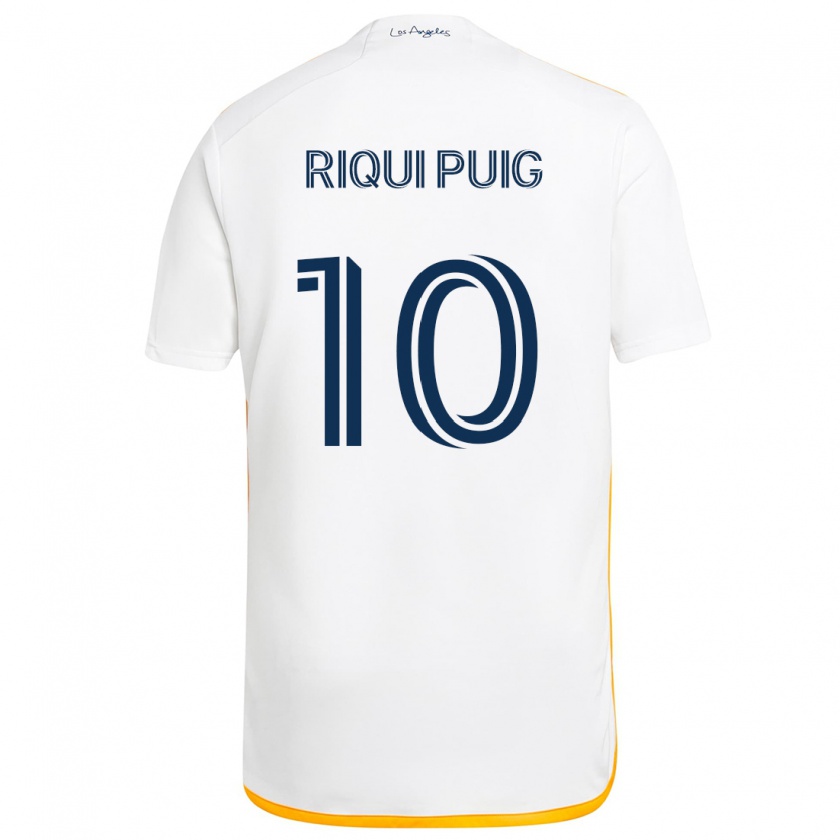 Kandiny Hombre Camiseta Riqui Puig #10 Blanco Amarillo 1ª Equipación 2024/25 La Camisa