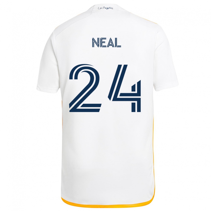 Kandiny Hombre Camiseta Jalen Neal #24 Blanco Amarillo 1ª Equipación 2024/25 La Camisa