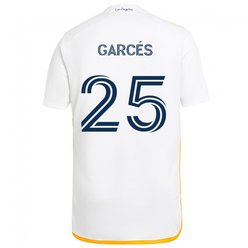 Kandiny Uomo Maglia Carlos Garcés #25 Bianco Giallo Kit Gara Home 2024/25 Maglietta